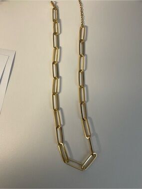 18K Gold Plated Link Chain Necklace - Modern Paperclip Style
